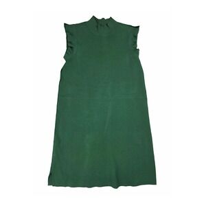 Ann Taylor Green Flutter Cap Sleeve Mock Neck Dress Women's Size Medium